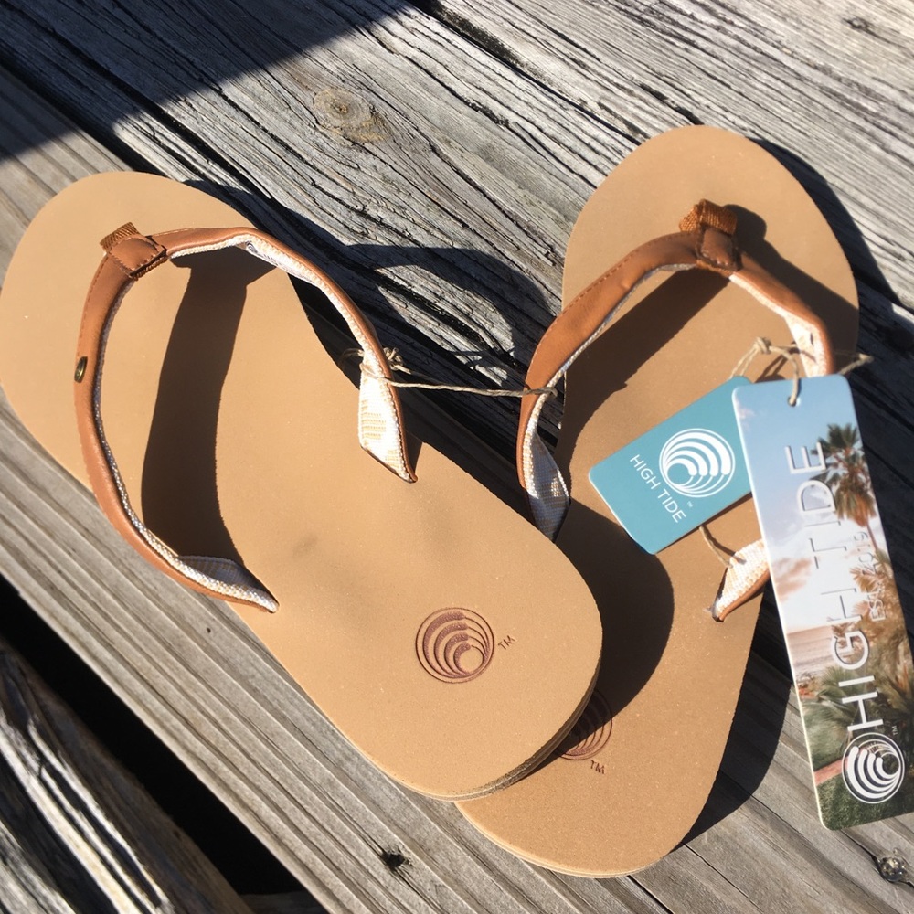 High Tide Tan Leather-Look Flip Flop Sandals